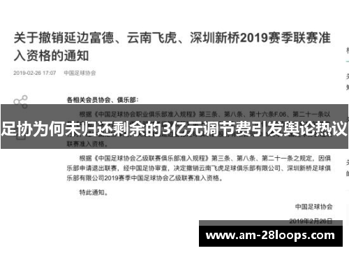 足协为何未归还剩余的3亿元调节费引发舆论热议 足协为何未归还剩余的3亿元调节费引发舆论热议
