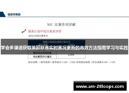 学会多渠道获取英超联赛实时赛况更新的高效方法指南学习与实践